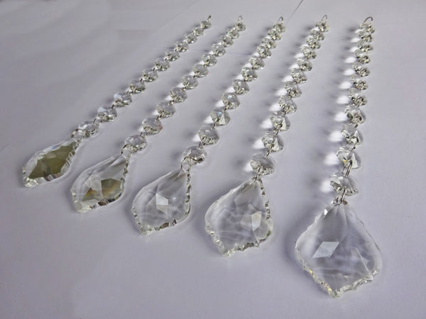 1 Chain Strand Clear Glass Leaf 10.8 inch Chandelier Drops Crystals Beads Garland 11