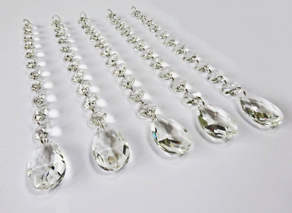 1 Chain Strand Clear Glass Oval Almond 10.8 inch Chandelier Drops Crystals Beads Garland 3