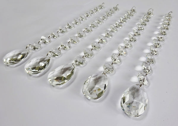1 Chain Strand Clear Glass Oval Almond 10.8 inch Chandelier Drops Crystals Beads Garland 8
