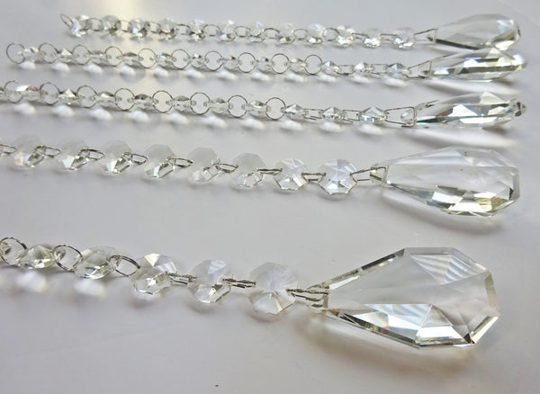 1 Strand Chain Clear Glass XL Squared Oval 13 inch Chandelier Drops Crystals Beads Garland 7