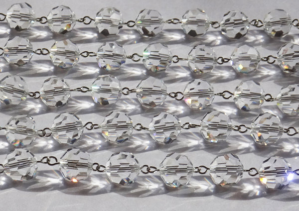 1 Strand 12mm Clear Transparent Chandelier Ball Drops Cut Glass Crystals Garlands Beads Droplets 6