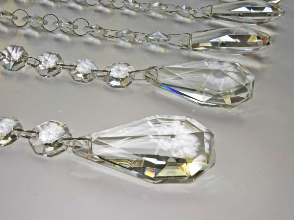 1 Strand Chain Clear Glass XL Squared Oval 13 inch Chandelier Drops Crystals Beads Garland 9