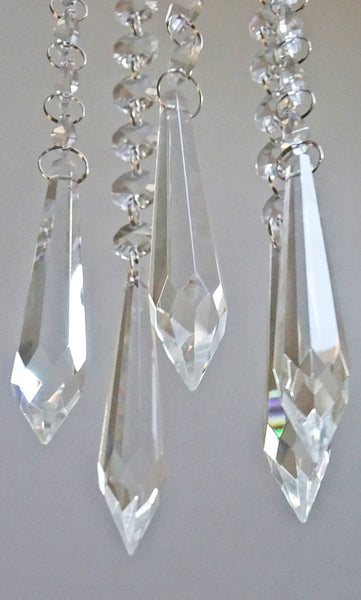 1 Chain Strand Clear Glass Torpedo Icicle 13" Chandelier Drops Crystals Beads Garland 5