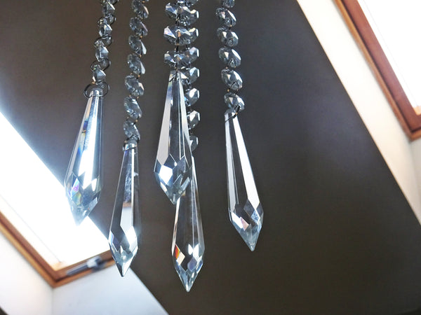 1 Chain Strand Clear Glass Torpedo Icicle 13" Chandelier Drops Crystals Beads Garland 2