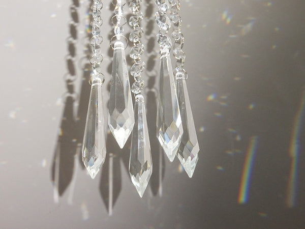 1 Chain Strand Clear Glass Torpedo Icicle 13" Chandelier Drops Crystals Beads Garland 7