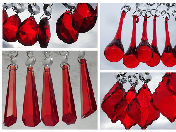 20 Red Chandelier Drops Crystals Cut Glass Beads Droplets Prisms Sun Catcher Decorations 11
