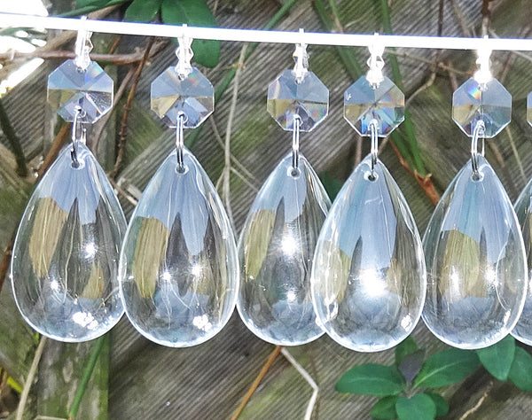 1 Clear Cut Glass Smooth Oval 2 inch No Facets Chandelier Crystals Drops Droplets Prisms Transparent 5