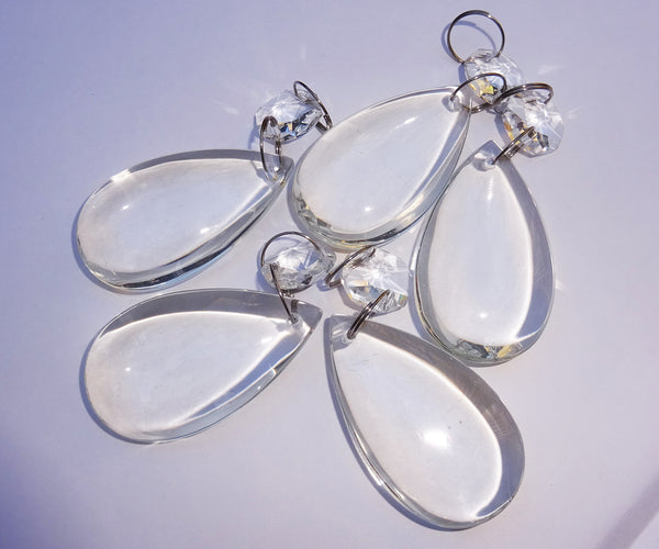 1 Clear Cut Glass Smooth Oval 2 inch No Facets Chandelier Crystals Drops Droplets Prisms Transparent 4