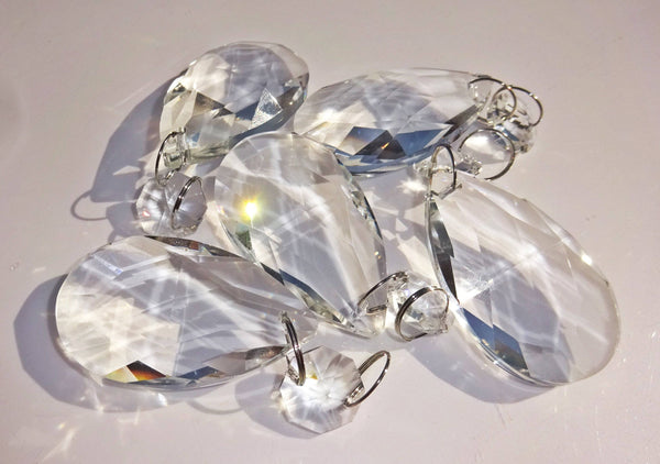 Clear Cut Glass Oval 2 inch Chandelier Crystals Drops Almond Droplets Prisms Transparent 11