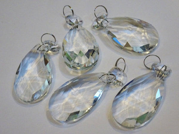 Clear Cut Glass Oval 2 inch Chandelier Crystals Drops Almond Droplets Prisms Transparent 4