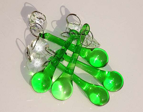 Emerald Green Cut Glass Orbs 53 mm 2" Chandelier Crystals Droplets Beads Drops 5