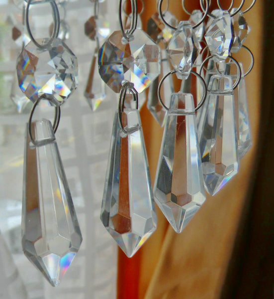 1 Clear Glass Torpedo Strands 5.5" 137mm Chandelier Crystals Chain of Drops Beads Droplets - Seear Lights