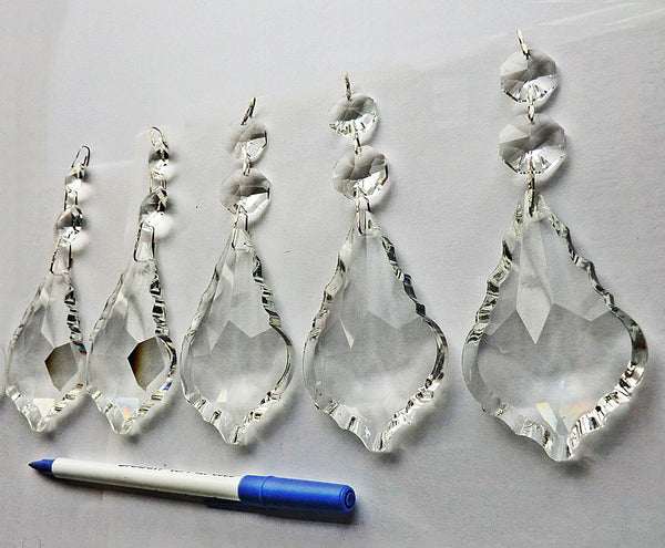 Clear XL 3" Leaf Chandelier Crystals Cut Glass Drops Prisms Beads Droplets Pendalogues 2
