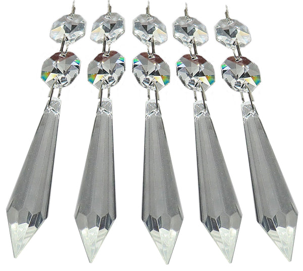 1 Clear XL Torpedo 76 mm 3" Chandelier Droplets Crystals Cut Glass Transparent - Seear Lights