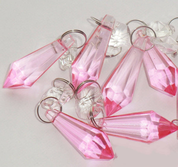 Rose Pink Cut Glass Torpedo 37 mm 1.5" Chandelier Crystals Drops Beads Droplets Light Parts 3