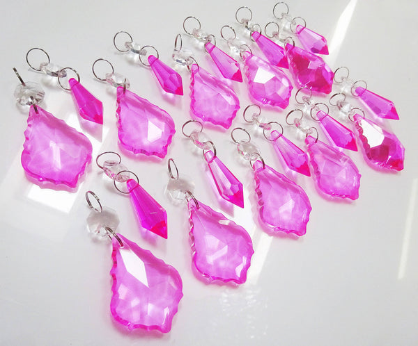 20 Hot Pink Chandelier Drops Crystals Droplets Beads Cut Glass Prisms Lamp Light Parts Drops 1
