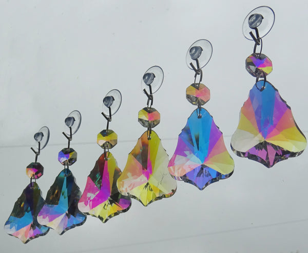 Aurora Borealis 50 mm 2" Bell Chandelier Cut Glass Crystals Double Facet Drops Beads AB Droplets 2