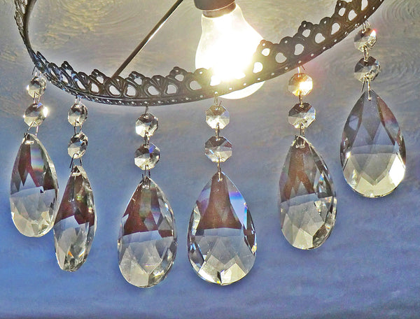 Clear XL 75 mm / 3 Inch Oval Almond Chandelier Crystals Cut Glass Facet Prisms 6