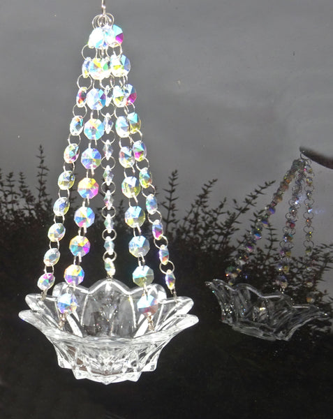 Aurora Borealis AB Glass Chandelier Tea Light Candle Holder Wedding Event or Garden Feature 6