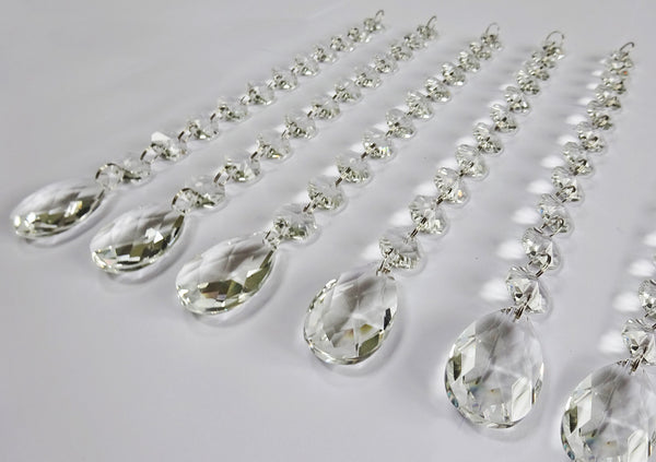 1 Chain Strand Clear Glass Oval Almond 10.8 inch Chandelier Drops Crystals Beads Garland 10