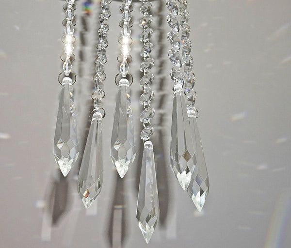 1 Chain Strand Clear Glass Torpedo Icicle 13" Chandelier Drops Crystals Beads Garland 9
