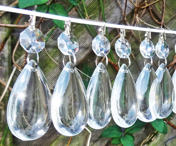 1 Clear Cut Glass Smooth Oval 2 inch No Facets Chandelier Crystals Drops Droplets Prisms Transparent 8
