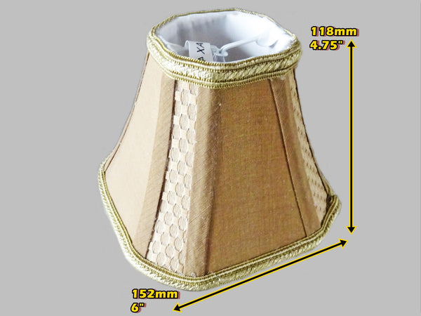 Square Gold Clip On Bulb Candle Lampshade 6' Diameter Chandelier Shade Regal Classic 2