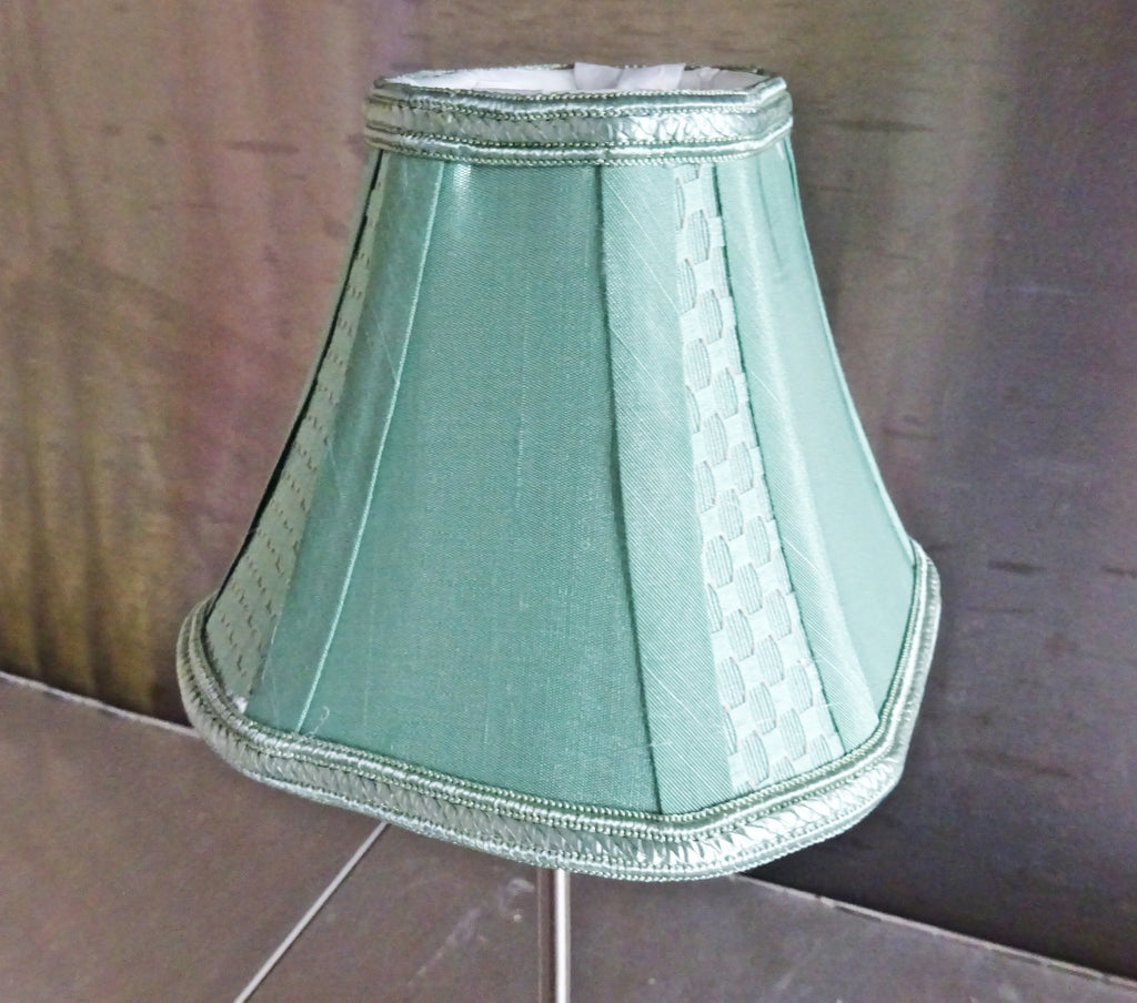 CLEARANCE Square Sage Green Clip On Candle Lampshade 6 Diameter Chandelier Shade Regal Classic