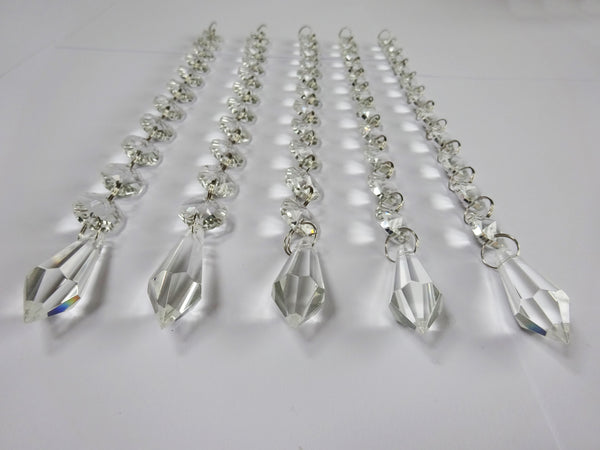 1 Chain Strand Clear Glass Torpedo 10 inch Chandelier Drops Crystals Beads Garland 2
