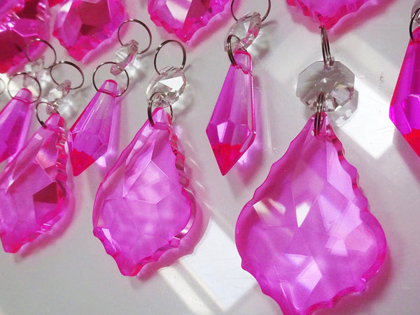 20 Hot Pink Chandelier Drops Crystals Droplets Beads Cut Glass Prisms Lamp Light Parts Drops 4