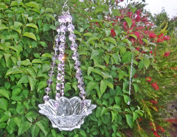 Pink Glass Chandelier Tea Light Candle Holder Wedding Event or Garden Feature 9