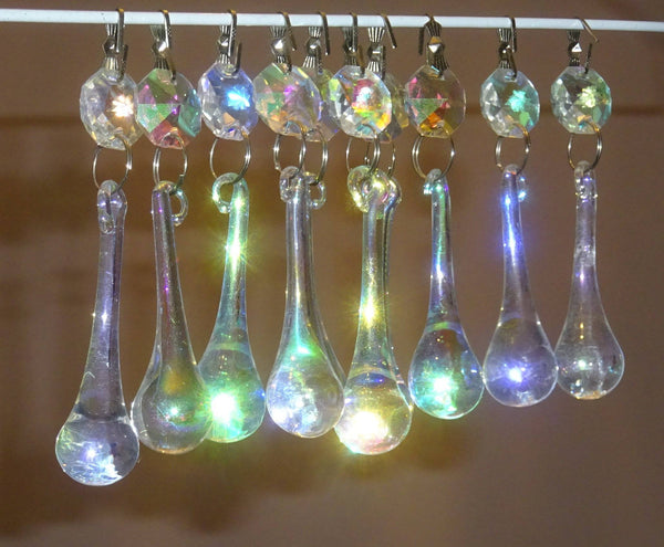 12 Aurora Borealis Orbs 53 mm 2" Chandelier Crystals Droplets Beads Drops Christmas Decorations - Seear Lights