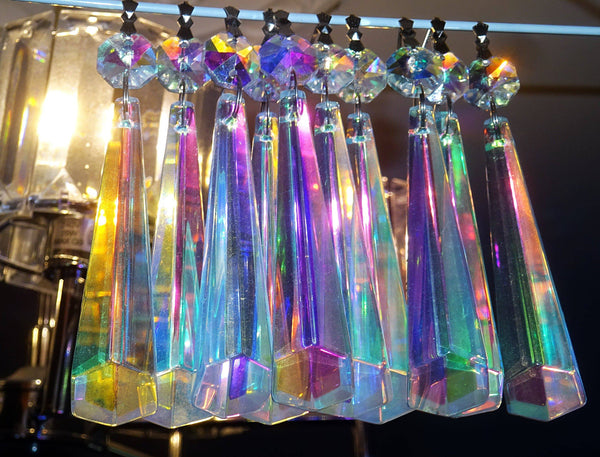 12 Aurora Borealis Icicles 72mm 3" Chandelier Crystals Drops Beads Droplets Christmas Decorations 11