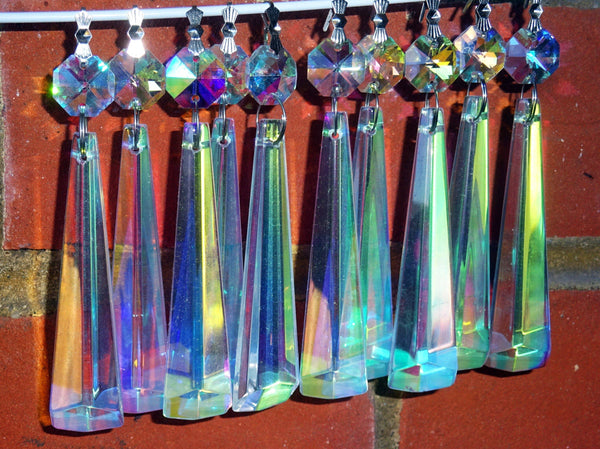 12 Aurora Borealis Icicles 72mm 3" Chandelier Crystals Drops Beads Droplets Christmas Decorations a - Seear Lights