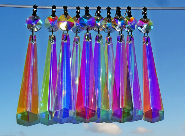 12 Aurora Borealis Icicles 72mm 3" Chandelier Crystals Drops Beads Droplets Christmas Decorations 2