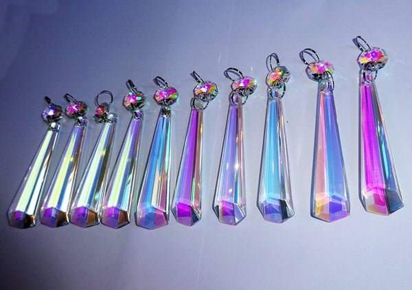 12 Aurora Borealis Icicles 72mm 3" Chandelier Crystals Drops Beads Droplets Christmas Decorations 6