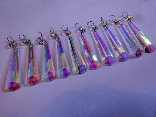 12 Aurora Borealis Icicles 72mm 3" Chandelier Crystals Drops Beads Droplets Christmas Decorations 8