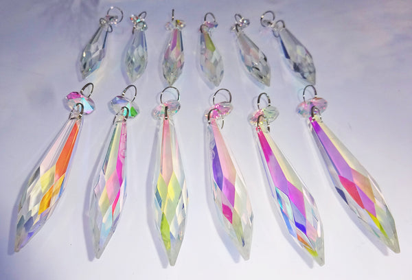 12 Aurora Borealis 76 mm 3" Icicle Chandelier Crystals Drops Beads Droplets Christmas Decorations 3