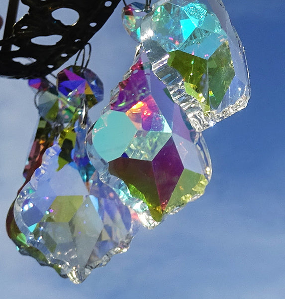 12 Aurora Borealis Leaf 50 mm 2" Chandelier Crystals Drops Beads Droplets Christmas Wedding Decorations 10
