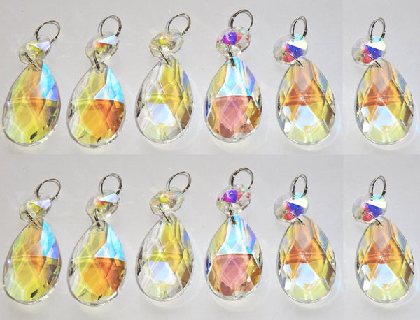 12 Aurora Borealis AB Oval 37 mm 1.5" Chandelier Crystals Drops Beads Droplets Christmas Wedding Decorations 3