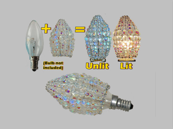 Chandelier Bead Candle Size Light Bulb Aurora Borealis AB Glass Cover Sleeve Lampshade Alternative Beaded 1