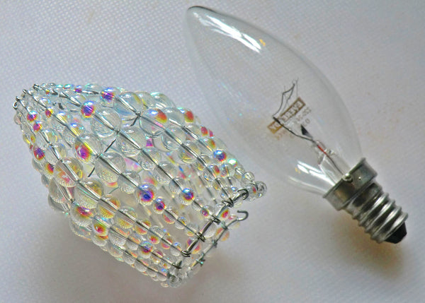 Chandelier Bead Candle Size Light Bulb Aurora Borealis AB Glass Cover Sleeve Lampshade Alternative Beaded 3