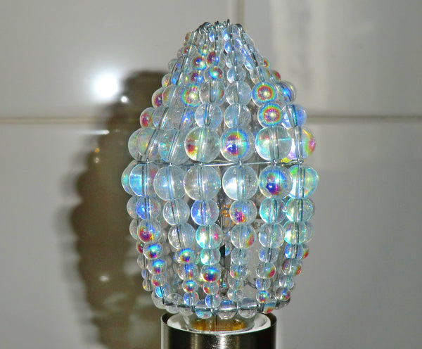 Chandelier Bead Candle Size Light Bulb Aurora Borealis AB Glass Cover Sleeve Lampshade Alternative Beaded 8