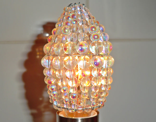 Chandelier Bead Candle Size Light Bulb Aurora Borealis AB Glass Cover Sleeve Lampshade Alternative Beaded 9