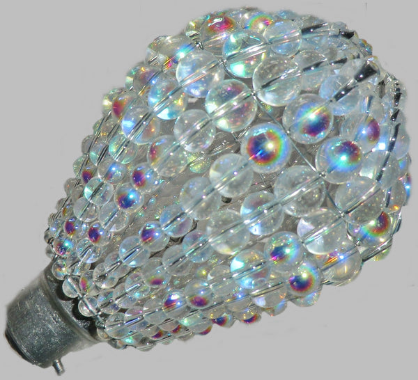 Chandelier Bead Light Bulb GLS Aurora Borealis AB Glass Cover Sleeve Lampshade Alternative Beaded 6