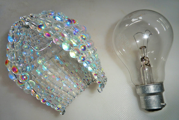 Chandelier Bead Light Bulb GLS Aurora Borealis AB Glass Cover Sleeve Lampshade Alternative Beaded 3