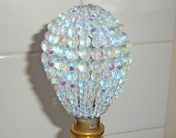 Chandelier Bead Light Bulb GLS Aurora Borealis AB Glass Cover Sleeve Lampshade Alternative Beaded 8