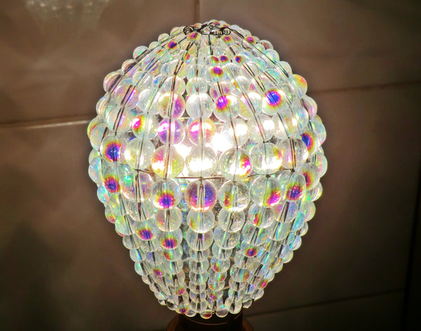 Chandelier Bead Light Bulb GLS Aurora Borealis AB Glass Cover Sleeve Lampshade Alternative Beaded 9