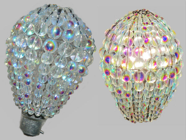 Chandelier Bead Light Bulb GLS Aurora Borealis AB Glass Cover Sleeve Lampshade Alternative Beaded