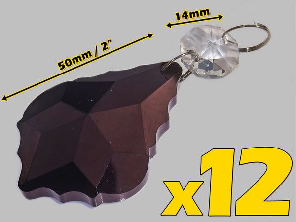 12 Black Leaf 50 mm 2" Chandelier Crystals Drops Beads Droplets Wedding Christmas Decorations 2